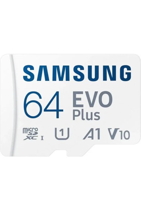 Карта памяти Samsung microSDXC MB-MC64SA EVO Plus 64GB + SD адаптер (белый) 