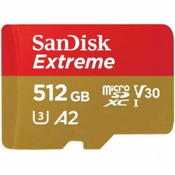 Карта памяти Sandisk Extreme microSDXC Class 10 UHS-I A2 C10 V30 U3 512GB (SDSQXAV-512G-GN6MN) (красный/золотой)