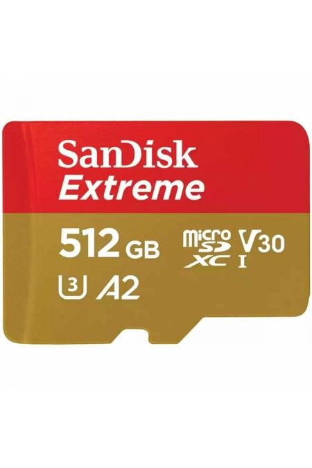 Карта памяти Sandisk Extreme microSDXC Class 10 UHS-I A2 C10 V30 U3 512GB (SDSQXAV-512G-GN6MN) (красный/золотой) 