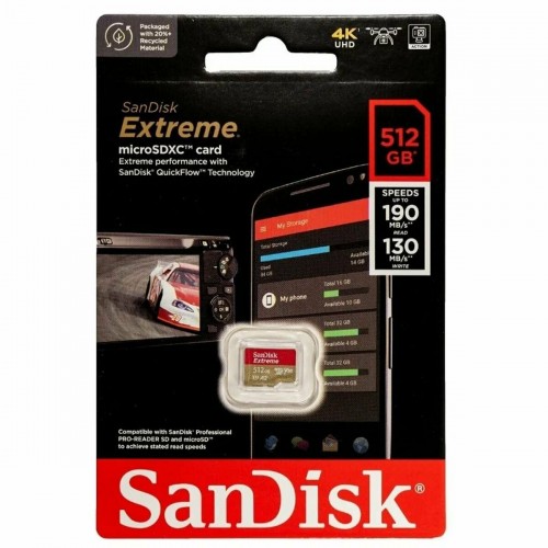 Карта памяти Sandisk Extreme microSDXC Class 10 UHS-I A2 C10 V30 U3 512GB (SDSQXAV-512G-GN6MN) (красный/золотой) 6