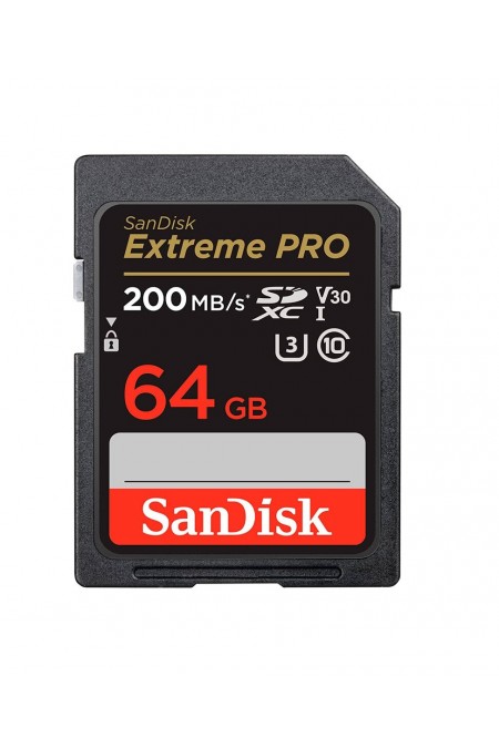 Карта памяти SanDisk Extreme Pro SDXC UHS-I Class 3 V30 200/90 MB/s 64GB (SDSDXXU-064G-GN4IN) (черный) 