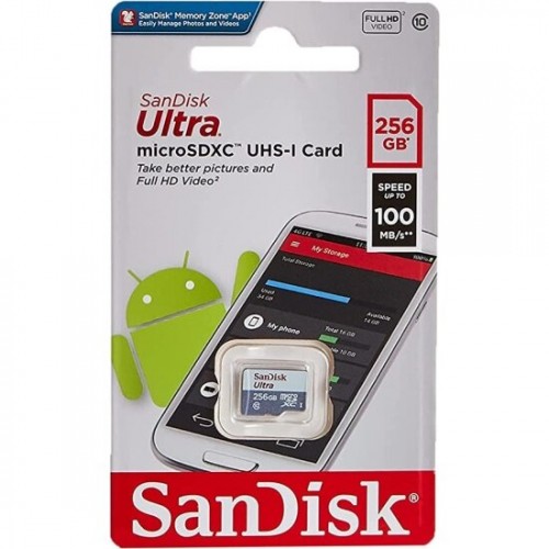 Карта памяти SanDisk MICRO SDXC UHS-I SDSQUNR-256G-GN3MN 256GB (белый/серый) 3