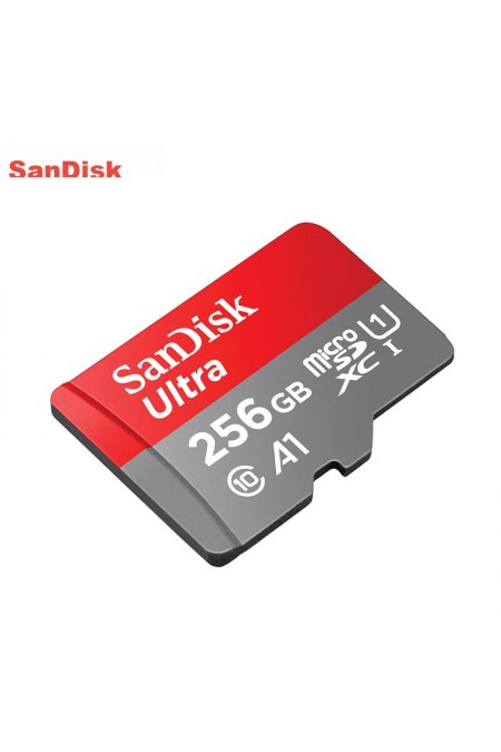 Карта памяти SanDisk microSD microSDXC Class 10 Ultra UHS-I U1 A1 256GB (серый/красный) 