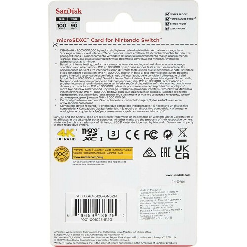 Карта памяти SanDisk microSD (SDSQXAO-512G-GN3ZN) Class 10 UHS-I A1 C10 V30 U3 512GB (бирюзовый) 7
