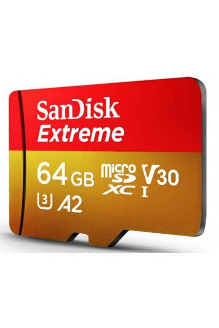 Карта памяти SanDisk microSDXC Class 10 UHS-I A1 C10 V30 U3 Extreme 170MB/s 64GB (SDSQXAH-064G-GN6MN) (красный/золотой) 1