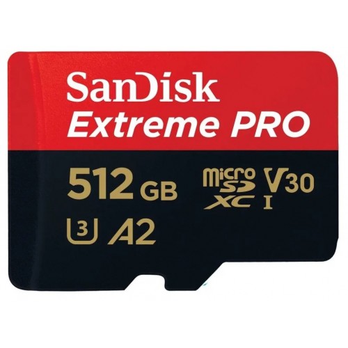 Карта памяти SanDisk microSDXC Class 10 UHS-I A2 C10 V30 U3 Extreme Pro 512GB + SD адаптер (SDSQXCD-512G-GN6MA) (красный/серый) 