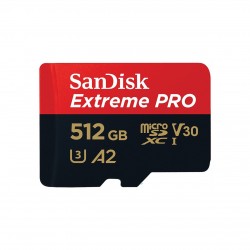 Карта памяти SanDisk microSDXC Class 10 UHS-I A2 C10 V30 U3 Extreme Pro 512GB + SD адаптер (SDSQXCD-512G-GN6MA) (красный/серый)