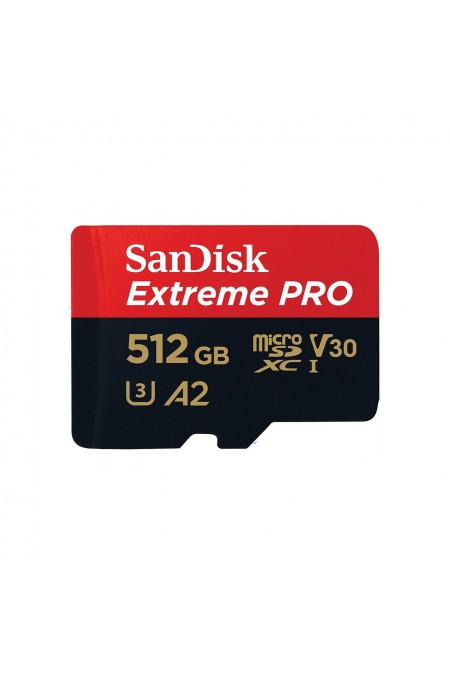 Карта памяти SanDisk microSDXC Class 10 UHS-I A2 C10 V30 U3 Extreme Pro 512GB + SD адаптер (SDSQXCD-512G-GN6MA) (красный/серый) 