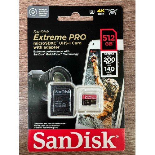 Карта памяти SanDisk microSDXC Class 10 UHS-I A2 C10 V30 U3 Extreme Pro 512GB + SD адаптер (SDSQXCD-512G-GN6MA) (красный/серый) 8