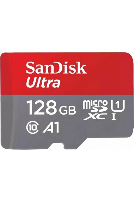 Карта памяти SanDisk microSDXC Class 10 Ultra UHS-I 128GB (SDSQUAB-128G-GN6MN) (серый/красный) 