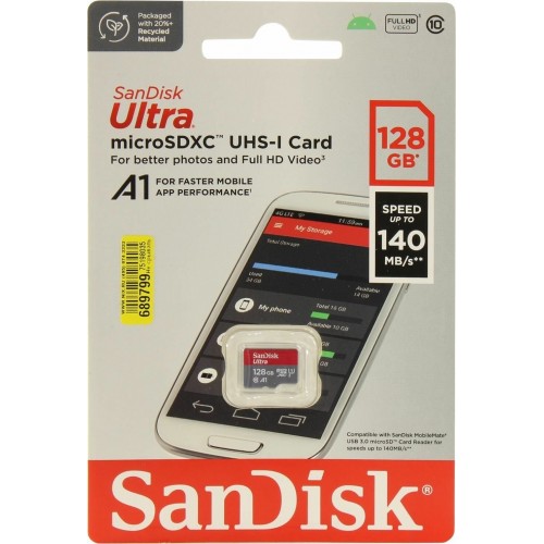 Карта памяти SanDisk microSDXC Class 10 Ultra UHS-I 128GB (SDSQUAB-128G-GN6MN) (серый/красный) 2