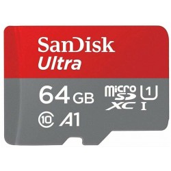 Карта памяти SanDisk microSDXC Class 10 Ultra UHS-I A1 64GB (SDSQUAB-064G-GN6MN) (серый/красный)