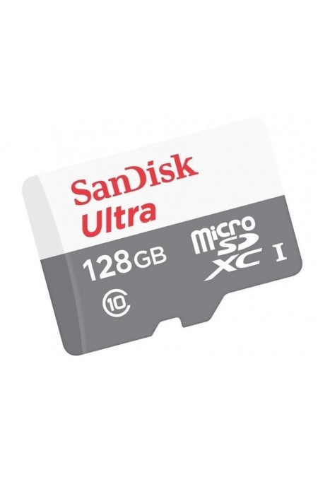 Карта памяти SanDisk microSDXC Ultra Class 10 UHS-I R 128GB (SDSQUNR-128G-GN3MN) + SDадаптер (серый/белый) 