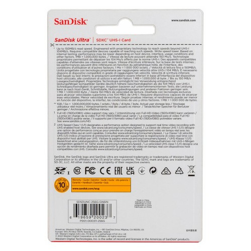 Карта памяти SanDisk SDXC Class 10 UHS-I Ultra 120MB/s 256GB (SDSDUNC-256G-GN6IN) (черный) 3