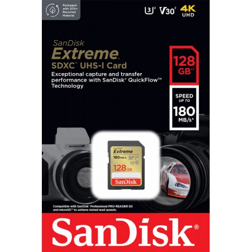 Карта памяти SanDisk SDXC Extreme Class 10 V30 UHS-I U3 128GB (черный) 6