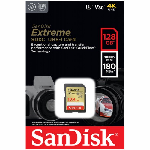 Карта памяти SanDisk SDXC Extreme Class 10 V30 UHS-I U3 128GB (черный) 7