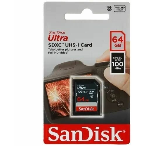 Карта памяти SanDisk SDXC UHS-I SDSDUNR-064G-GN3IN 64GB (черный) 2