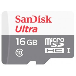 Карта памяти SanDisk Ultra microSDHC Class 10 UHS-I 80MB/s 16GB (SDSQUNS-016G-GN3MN) (серый)