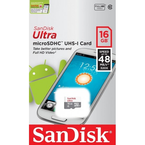 Карта памяти SanDisk Ultra microSDHC Class 10 UHS-I 80MB/s 16GB (SDSQUNS-016G-GN3MN) (серый) 4