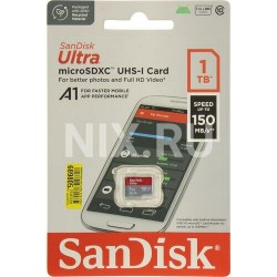 Карта памяти SanDisk Ultra microSDXC class 10 UHS-1 A1 SDSQUAC-1T00-GN6MN + SD адаптер (серый/красный)