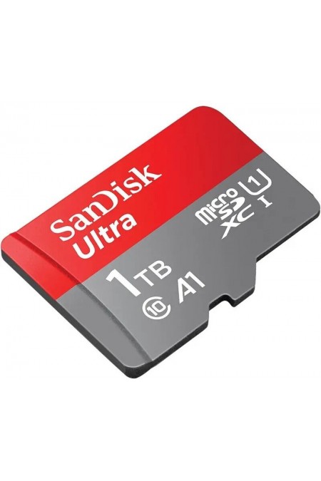 Карта памяти SanDisk Ultra microSDXC class 10 UHS-1 A1 SDSQUAC-1T00-GN6MN + SD адаптер (серый/красный) 