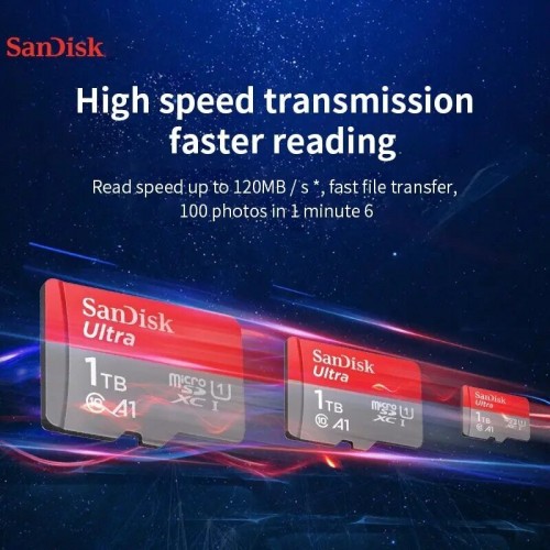 Карта памяти SanDisk Ultra microSDXC class 10 UHS-1 A1 SDSQUAC-1T00-GN6MN + SD адаптер (серый/красный) 3