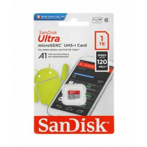 Карта памяти SanDisk Ultra microSDXC class 10 UHS-1 A1 SDSQUAC-1T00-GN6MN + SD адаптер (серый/красный) 5