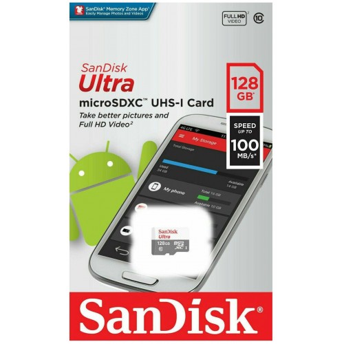 Карта памяти SanDisk Ultra microSDXC Class 10 UHS-I 100MB/s 128GB (SDSQUNR-128G-GN6MN) (серебристый) 2