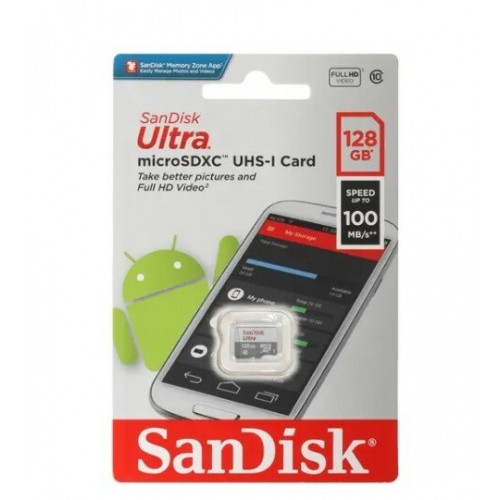 Карта памяти SanDisk Ultra microSDXC Class 10 UHS-I 100MB/s 128GB (SDSQUNR-128G-GN6MN) (серебристый) 3