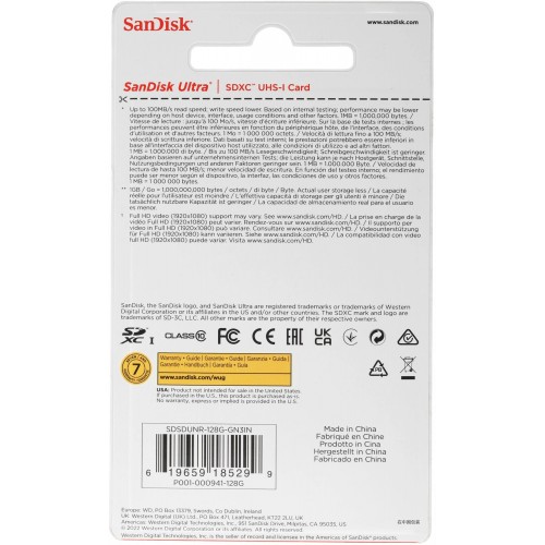 Карта памяти SanDisk Ultra SDHC/SDXC UHS-I 128GB (SDSDUNR-128G-GN3IN) (черный) 6