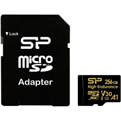 Карта памяти Silicon Power microSDHC Class 10 UHS-I A1 V30 U3 256GB +SD адаптер (черный)