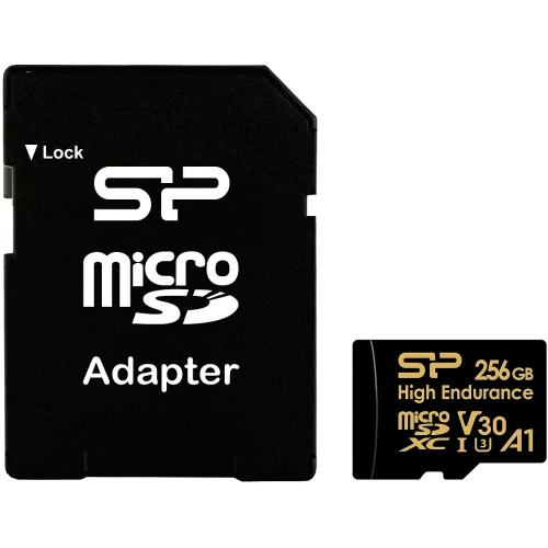Карта памяти Silicon Power microSDHC Class 10 UHS-I A1 V30 U3 256GB +SD адаптер (черный) 