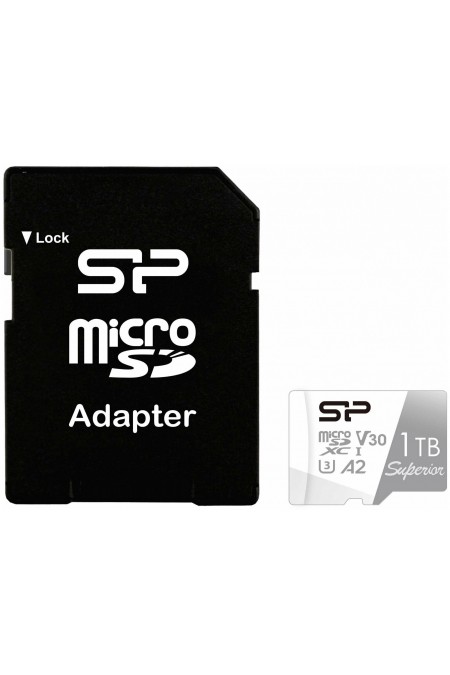 Карта памяти Silicon Power microSDXC 1Tb Class10 SP001TBSTXDA2V20SP Superior (SD адаптер) (черный) 1