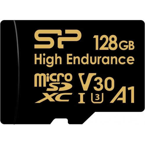 Карта памяти Silicon Power microSDXC High Endurance V30 A1 SP128GBSTXDV3V1HSP 128GB + SD адаптер (черный) 