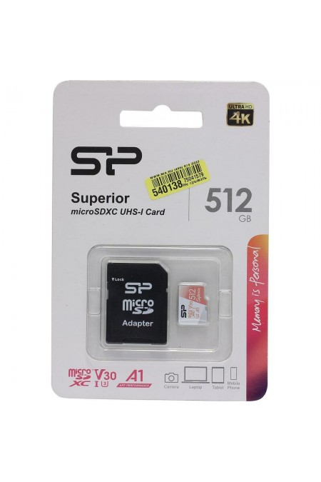 Карта памяти Silicon Power microSDXC Superior lass10 UHS-I V30 SP256GBSTXDV3V20SP 256GB + SD адаптер (черный) 