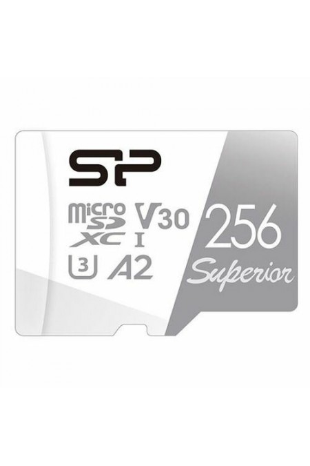 Карта памяти Silicon Power microSDXC Superior Pro UHS Class 3 Class 10 (SP256GBSTXDA2V20) 256GB (белый/серый) 