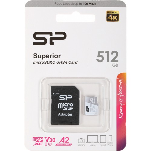 Карта памяти Silicon Power SP512GBSTXDA2V20 Superior V30 A2+ SD адаптер 512GB (серый/белый) 6
