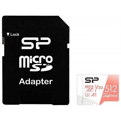 Карта памяти Silicon Power Superior microSDXC V30 A1 512GB + SD адаптер (SP512GBSTXDV3V20SP) (белый) 
