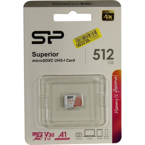 Карта памяти Silicon Power Superior microSDXC V30 A1 512GB (SP512GBSTXDV3V20) (белый) 1