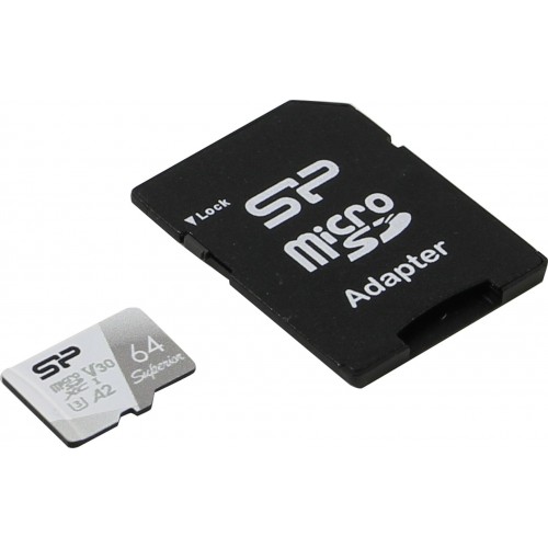 Карта памяти Silicon Power Superior microSDXC V30 A2 UHS Class 3 Class 10 64GB + SD адаптер (SP064GBSTXDA2V20SP) (белый) 4