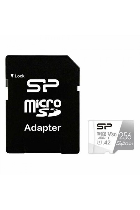 Карта памяти Silicon Power Superior Pro microSDXC Colorful UHS Class 3 Class 10 256GB + SD адаптер (SP256GBSTXDA2V20SP) (черный) 