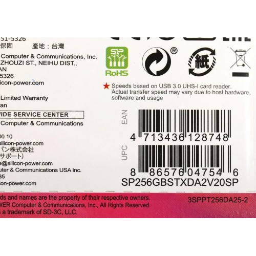 Карта памяти Silicon Power Superior Pro microSDXC Colorful UHS Class 3 Class 10 256GB + SD адаптер (SP256GBSTXDA2V20SP) (черный) 3