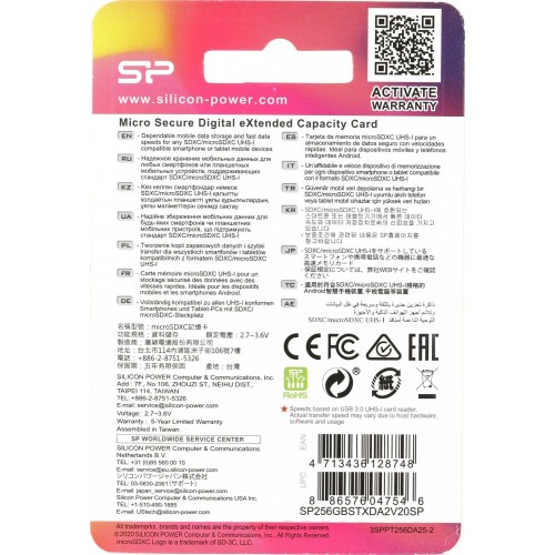 Карта памяти Silicon Power Superior Pro microSDXC Colorful UHS Class 3 Class 10 256GB + SD адаптер (SP256GBSTXDA2V20SP) (черный) 4