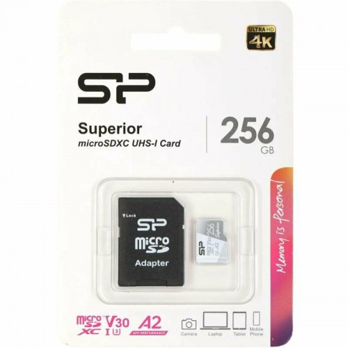 Карта памяти Silicon Power Superior Pro microSDXC Colorful UHS Class 3 Class 10 256GB + SD адаптер (SP256GBSTXDA2V20SP) (черный) 5
