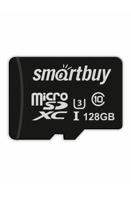 Карта памяти SmartBuy micro SDXC U3 V30 A1 128GB (SB128GBSDU1A-AD)+ SD адаптер (черный) 