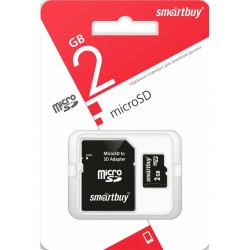Карта памяти SmartBuy MicroSD 2 GB + SD адаптер (черный)