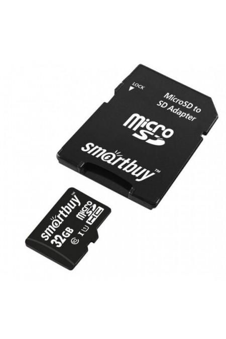 Карта памяти SmartBuy microSDHC Class 10 UHS-I U1 32GB + SD адаптер (SB32GBSDCL10-01) (черный) 1