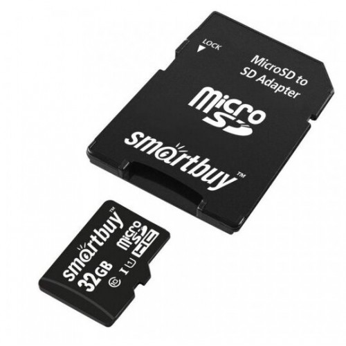 Карта памяти SmartBuy microSDHC Class 10 UHS-I U1 32GB + SD адаптер (SB32GBSDCL10-01) (черный) 2