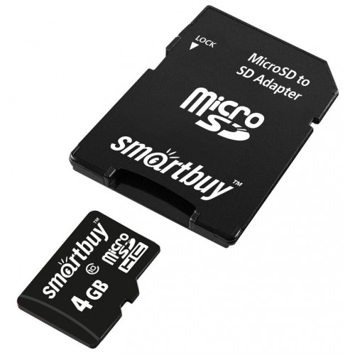 Карта памяти SMARTBUY MicroSDHC Class10 4GB + SD адаптер (SB4GBSDCL10-01) 1
