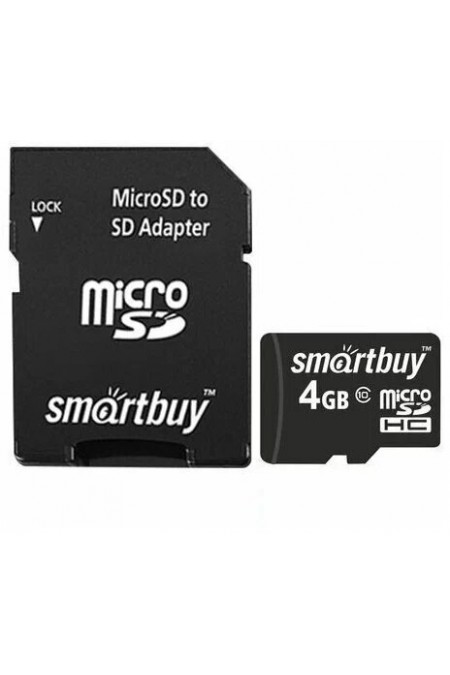 Карта памяти SMARTBUY MicroSDHC Class10 4GB + SD адаптер (SB4GBSDCL10-01) 3